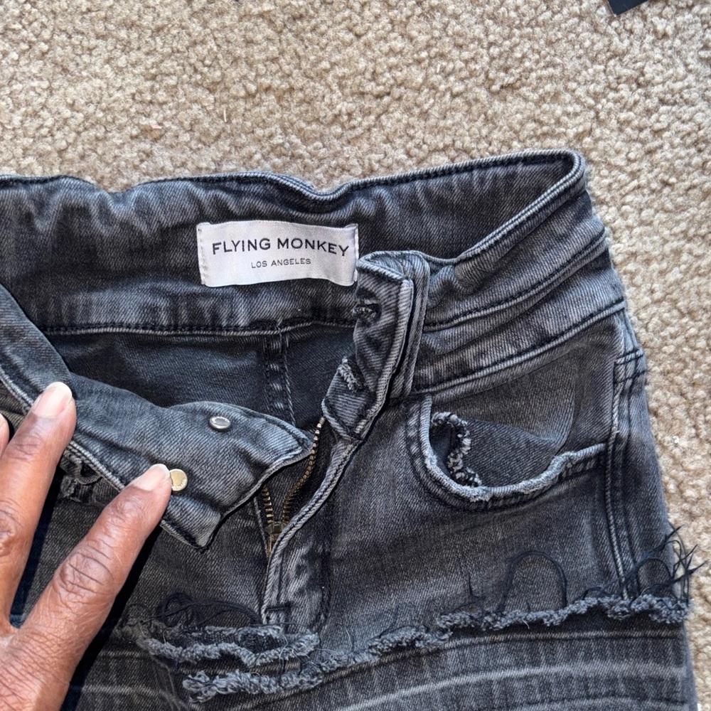 Flying Monkey Women's Dark Gray High Rise Jeans